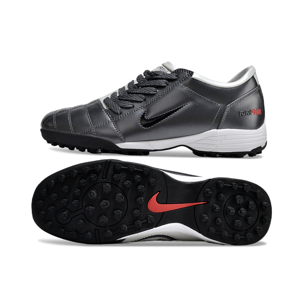 Chuteira Society Nike Total 90 TF Cinza e Branca