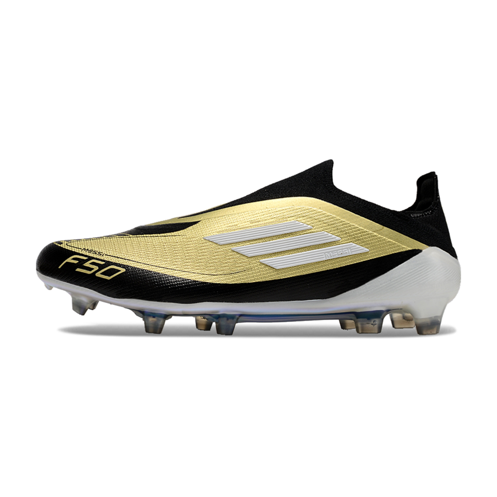 Chuteira Campo Adidas F50+ LL FG Messi Dourado e Preto 