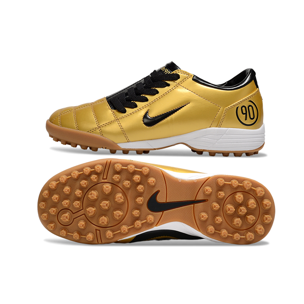 Chuteira Society Nike Total 90 TF Dourado e Preto