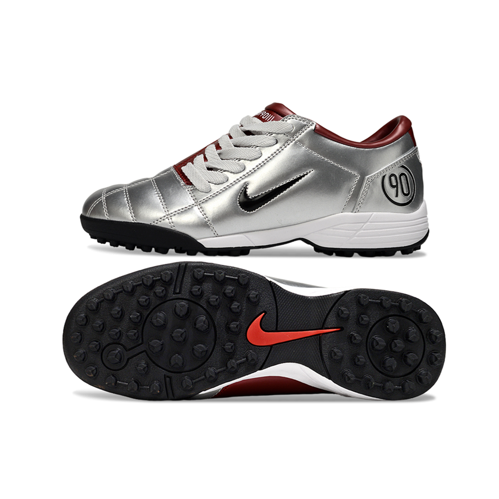 Chuteira Society Nike Total 90 TF Prata e Bordo