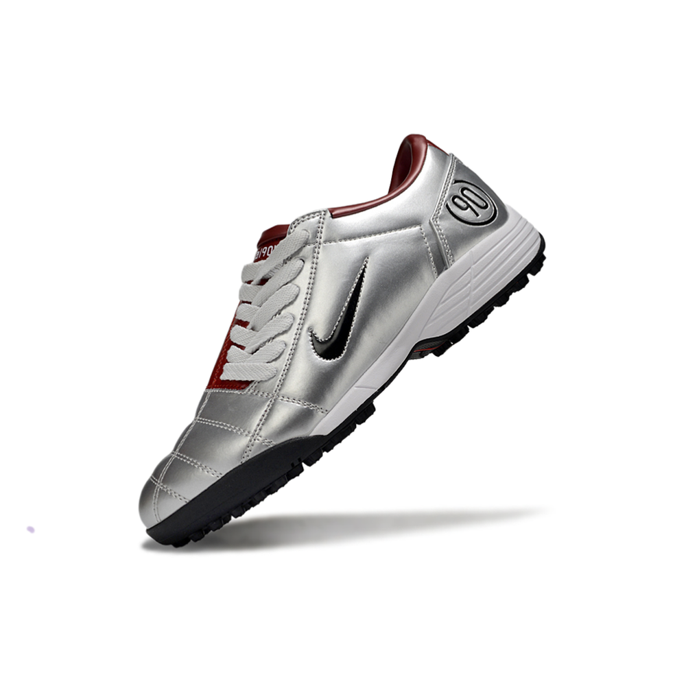 Chuteira Society Nike Total 90 TF Prata e Bordo