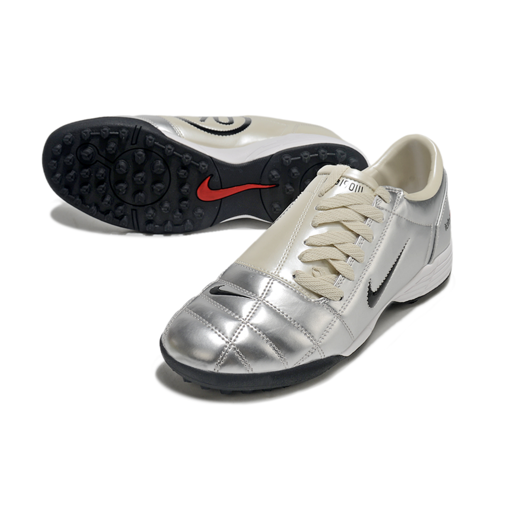 Chuteira Society Nike Total 90 TF Prata e Creme