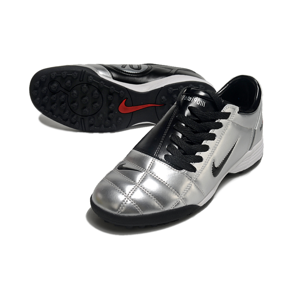 Chuteira Society Nike Total 90 TF Prata e Preta
