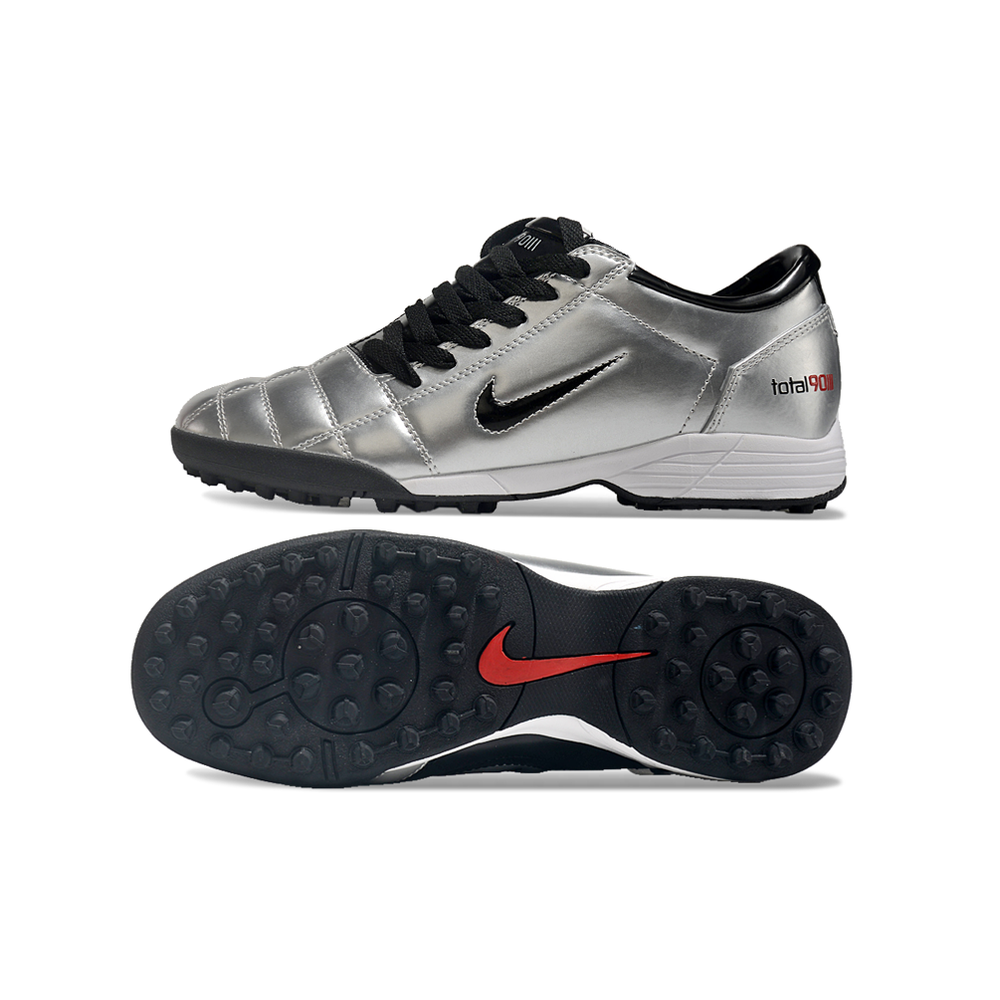 Chuteira Society Nike Total 90 TF Prata e Preta