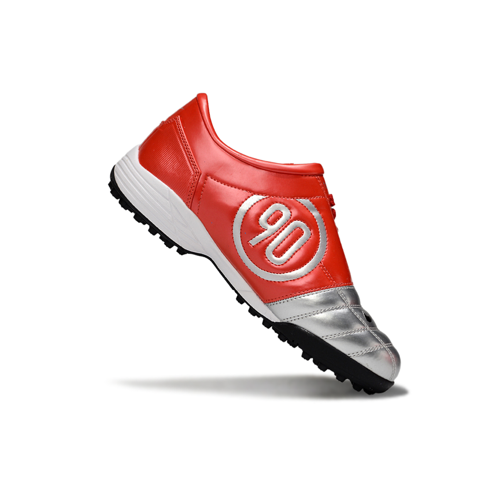 Chuteira Society Nike Total 90 TF Prata e Vermelha
