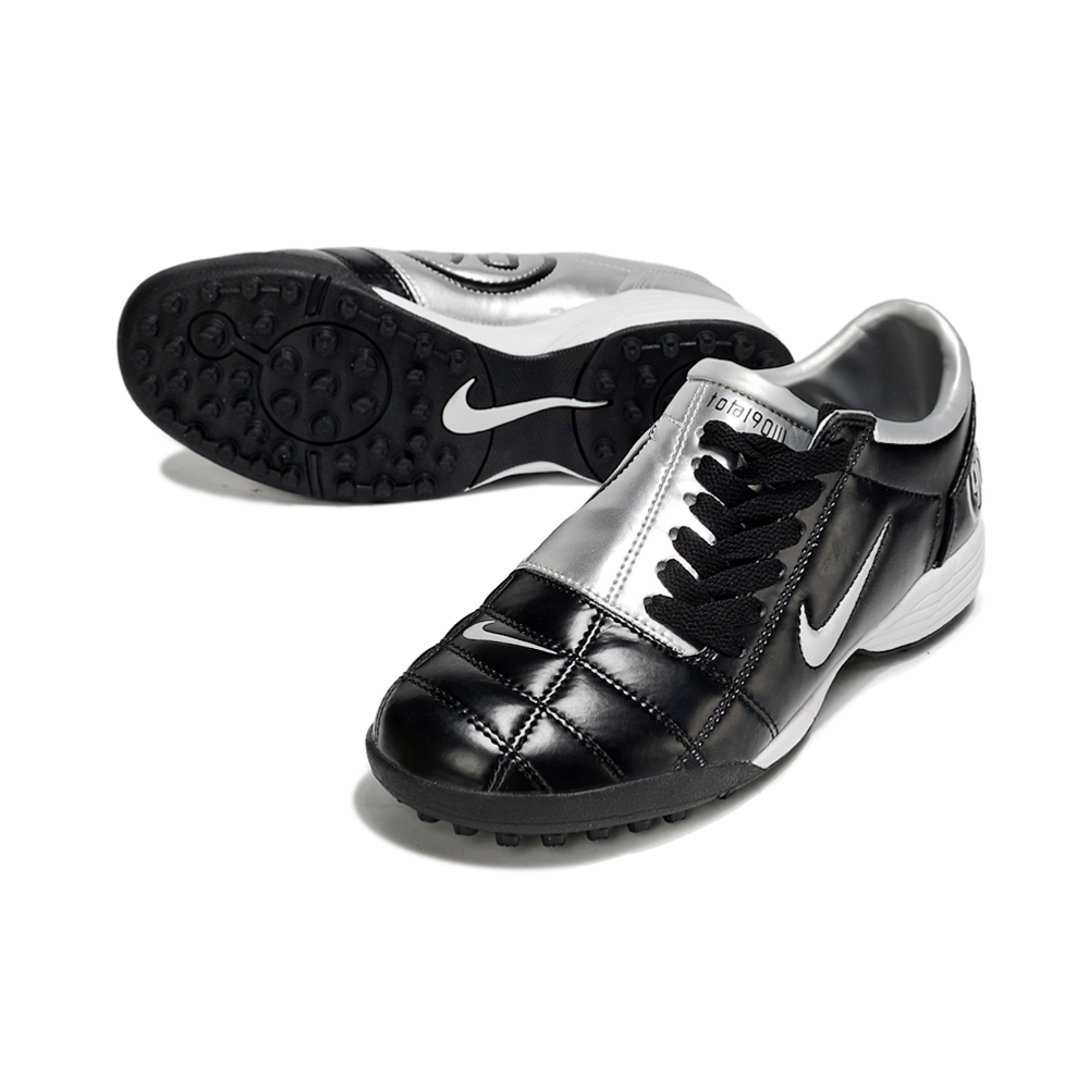Chuteira Society Nike Total 90 TF Preto e Prata