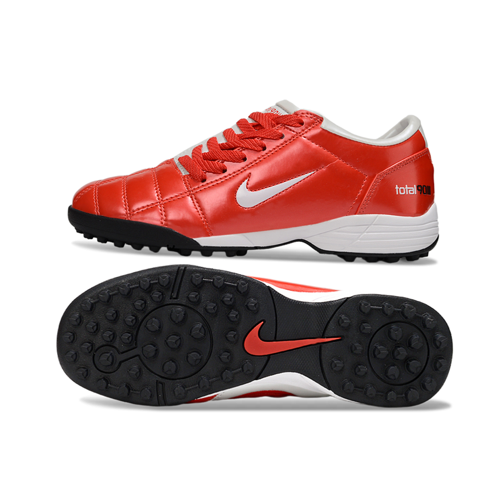 Chuteira Society Nike Total 90 TF Vermelha e Branco