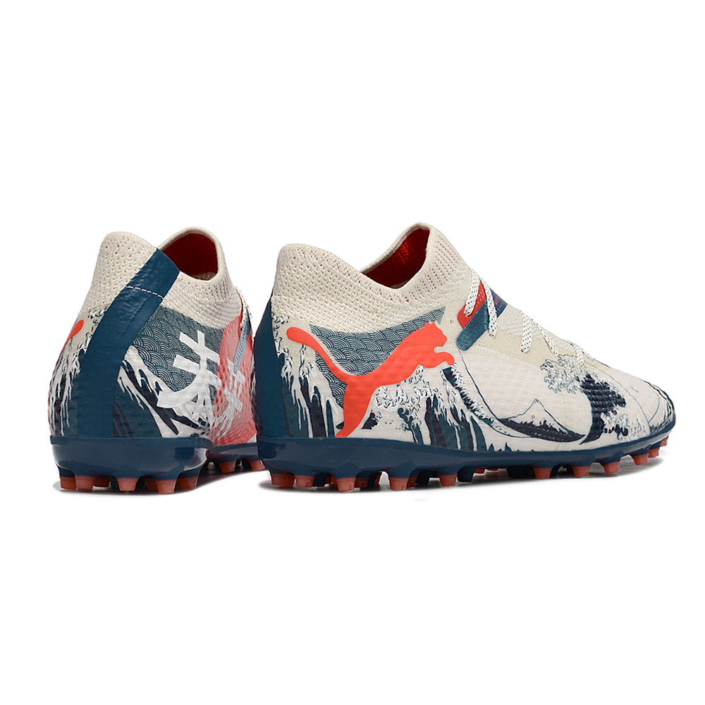 Chuteira Society Puma Future 7 MG Branca e Azul 