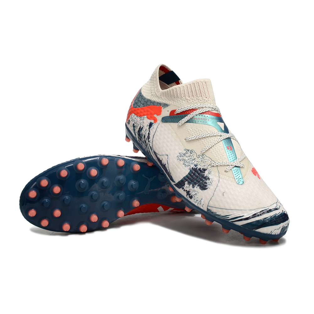 Chuteira Society Puma Future 7 MG Branca e Azul 