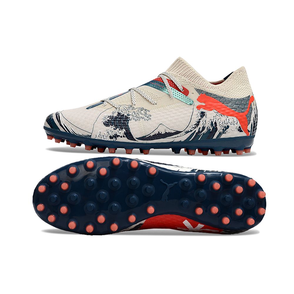 Chuteira Society Puma Future 7 MG Branca e Azul 