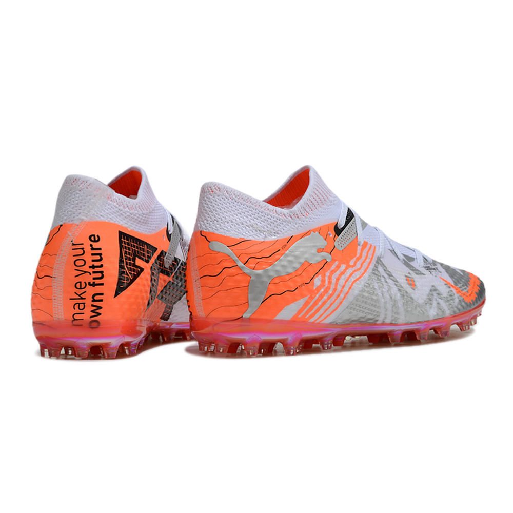 Chuteira Society Puma Future 7 MG Cinza e Laranja