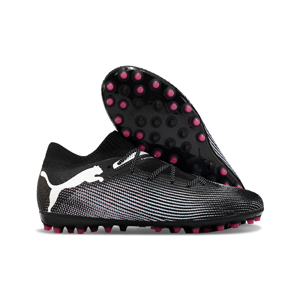 Chuteira Society Puma Future 7 MG Preta e Rosa