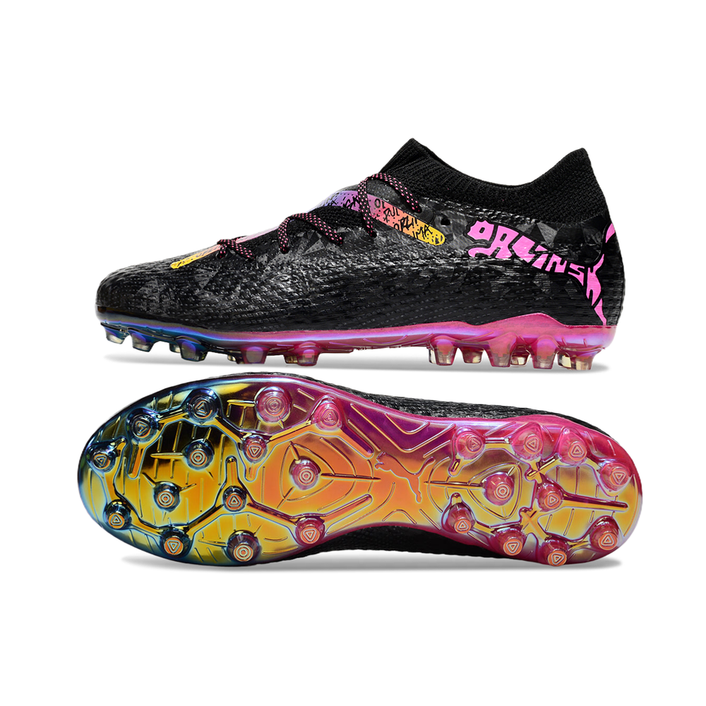 Chuteira Society Puma Future 7 MG Preta e Rosa 