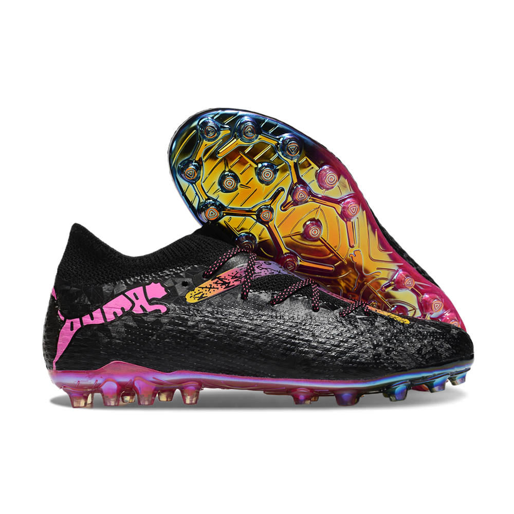 Chuteira Society Puma Future 7 MG Preta e Rosa 