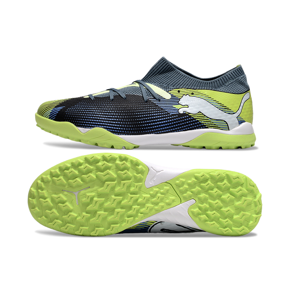 Chuteira Society Puma Future 7 TF Azul e Verde