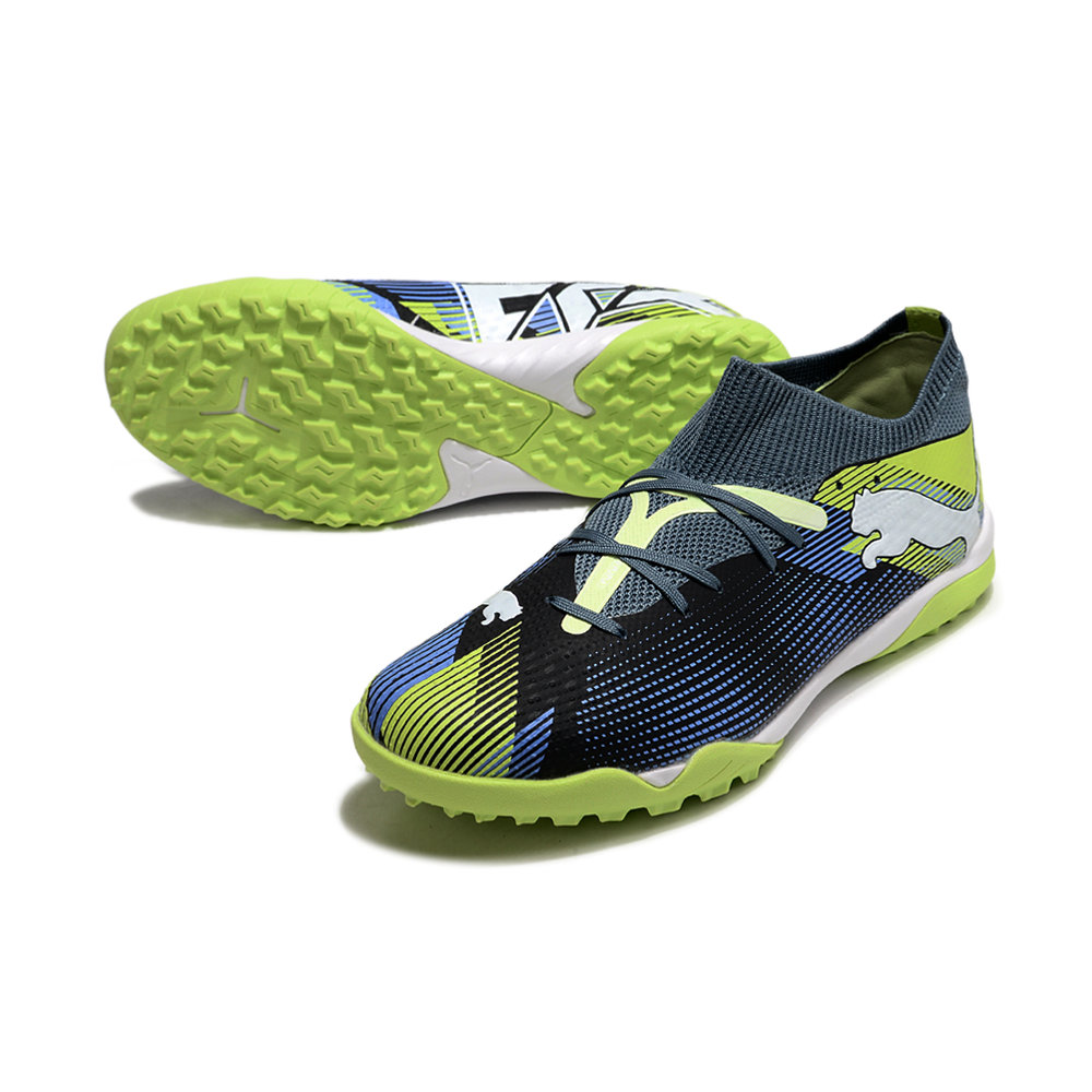 Chuteira Society Puma Future 7 TF Azul e Verde