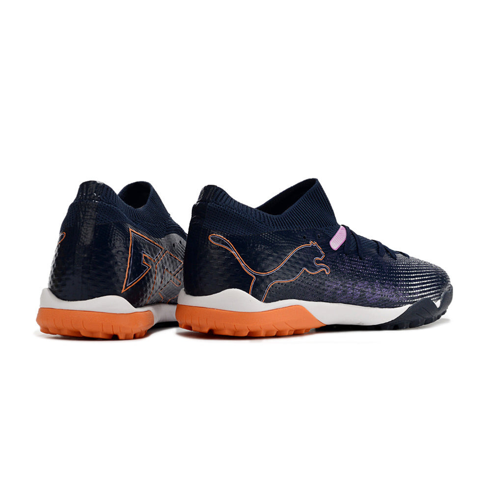 Chuteira Society Puma Future 7 TF Azul, Branca e Rosa 