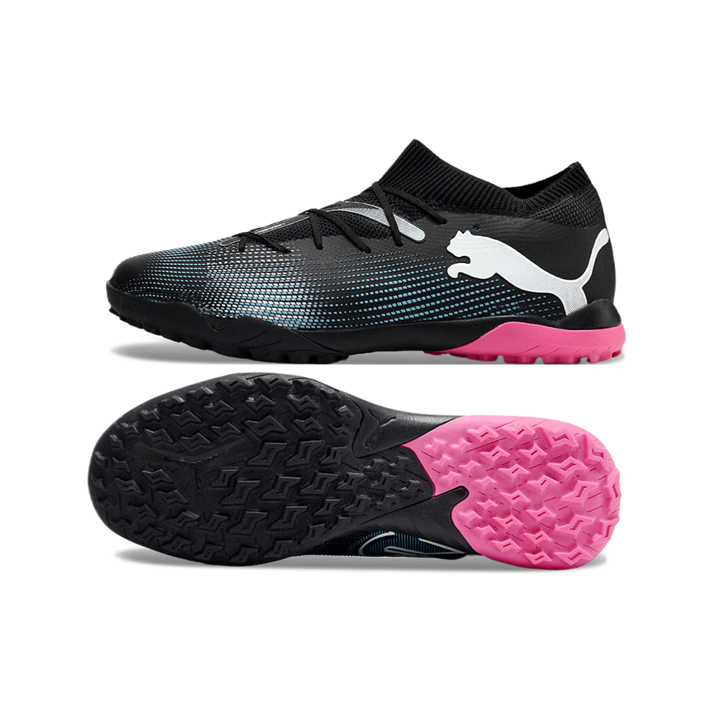 Chuteira Society Puma Future 7 TF Preta e Rosa