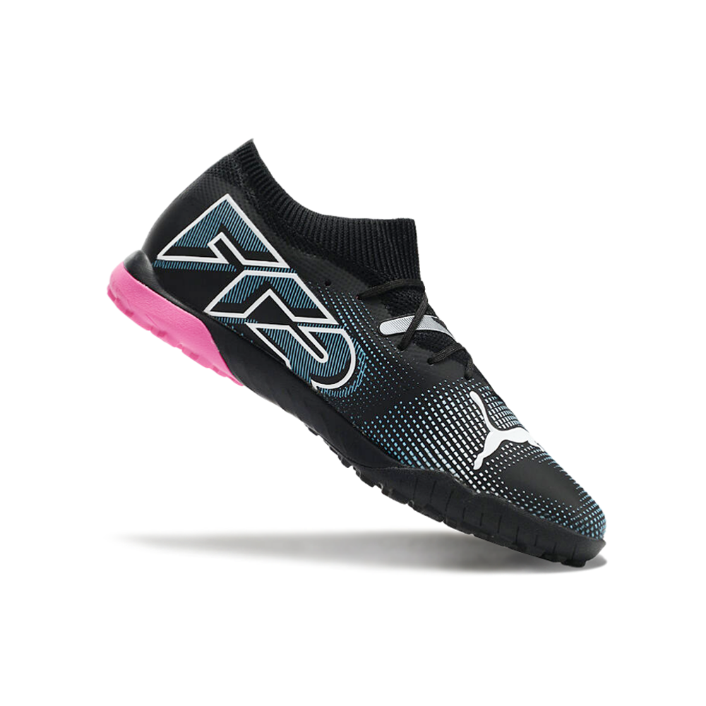 Chuteira Society Puma Future 7 TF Preta e Rosa