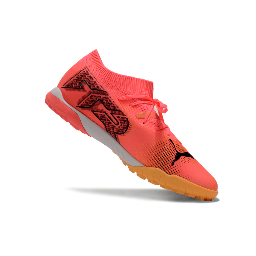 Chuteira Society Puma Future 7 TF Rosa e Amarelo