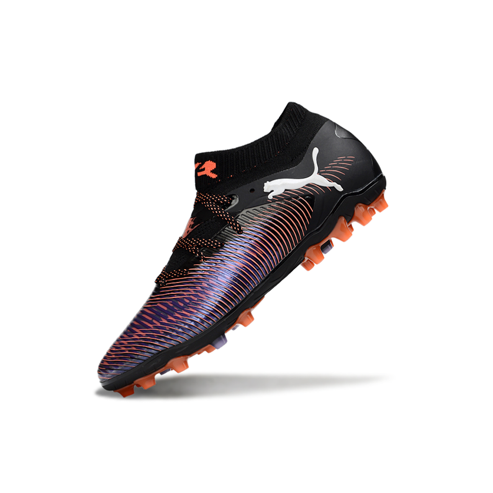 Chuteira Society Puma Future 8 MG Preta, Vermelho e Roxo 