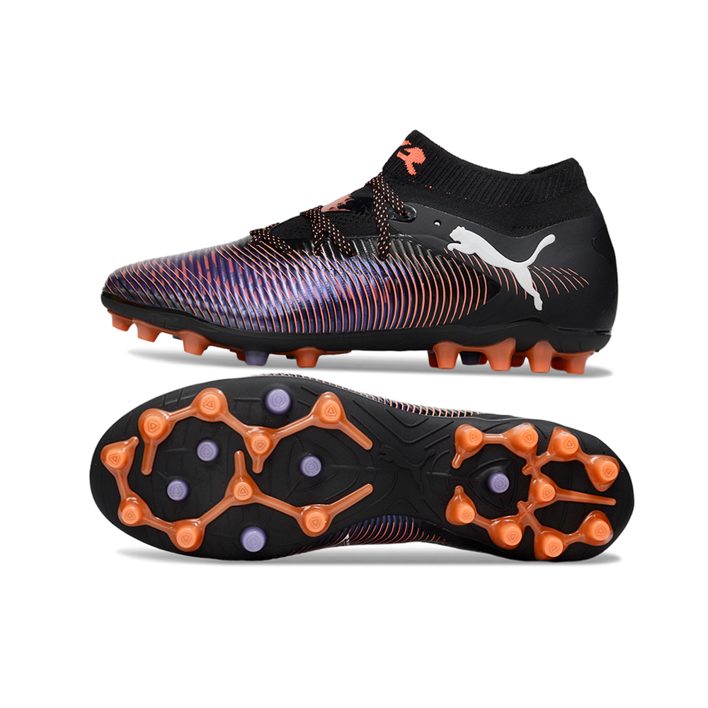 Chuteira Society Puma Future 8 MG Preta, Vermelho e Roxo 