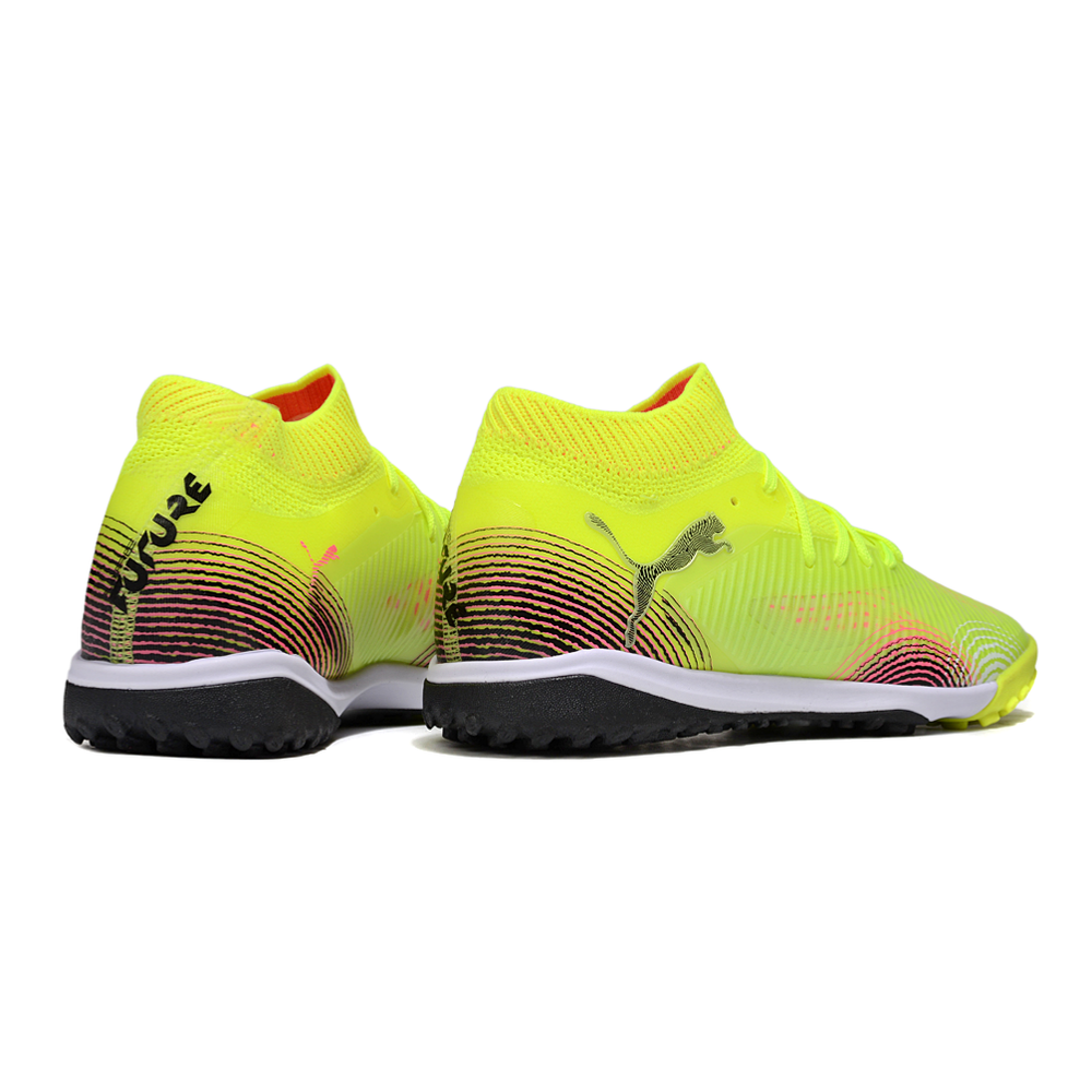 Chuteira Society Puma Future 8 TF Amarelo e Rosa