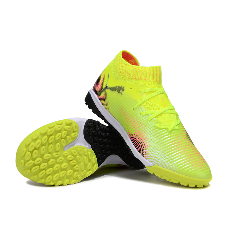 Chuteira Society Puma Future 8 TF Amarelo e Rosa