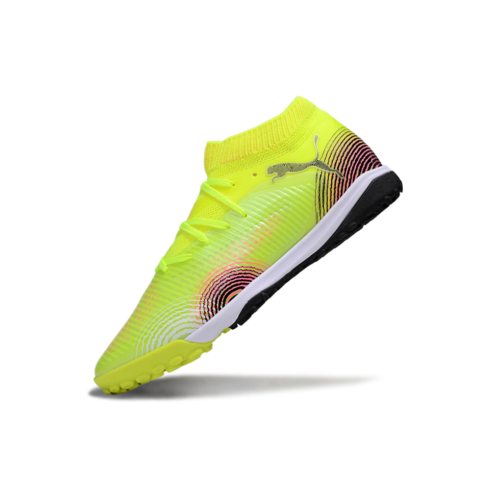 Chuteira Society Puma Future 8 TF Amarelo e Rosa