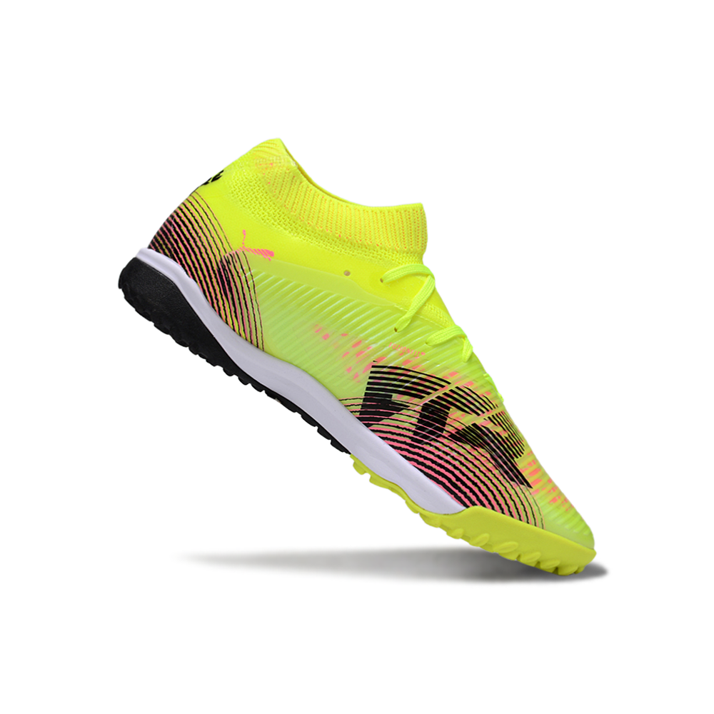 Chuteira Society Puma Future 8 TF Amarelo e Rosa