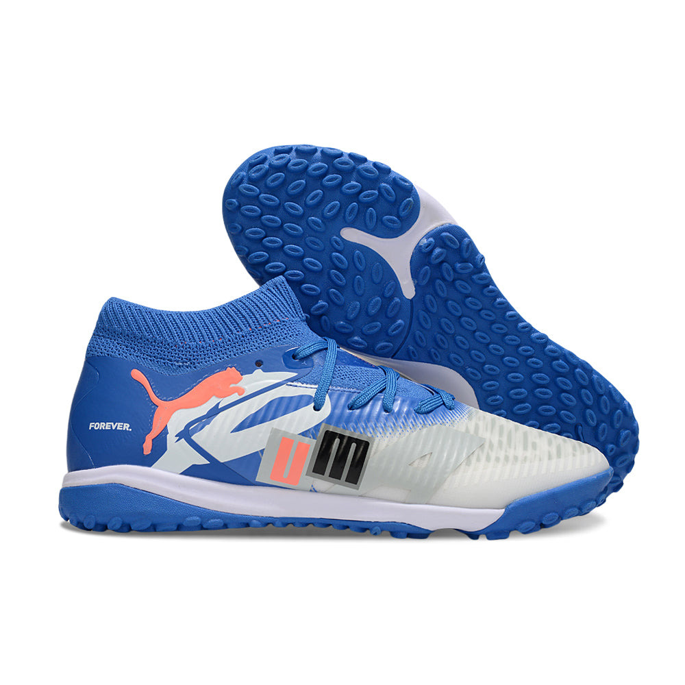 Chuteira Society Puma Future 8 TF Azul e Cinza 