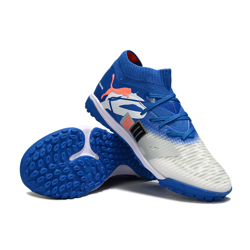 Chuteira Society Puma Future 8 TF Azul e Cinza 