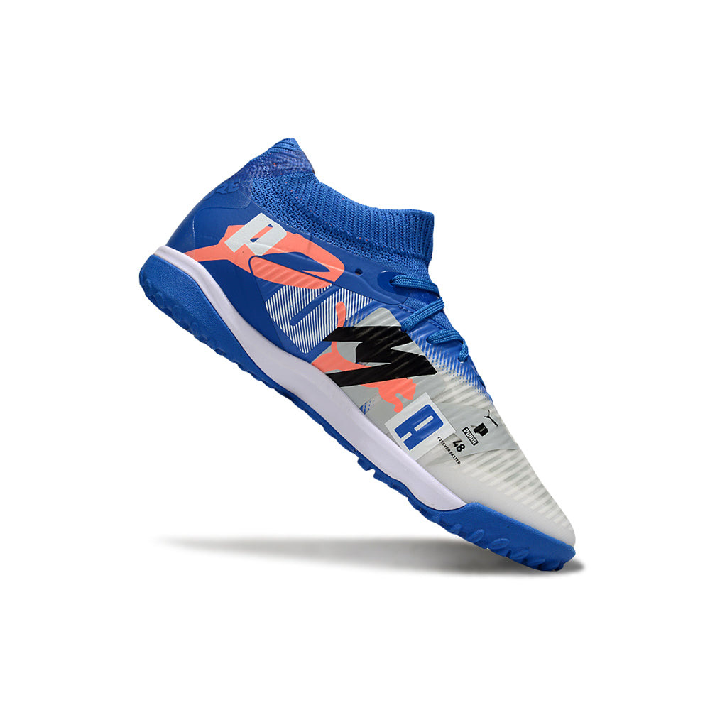 Chuteira Society Puma Future 8 TF Azul e Cinza 