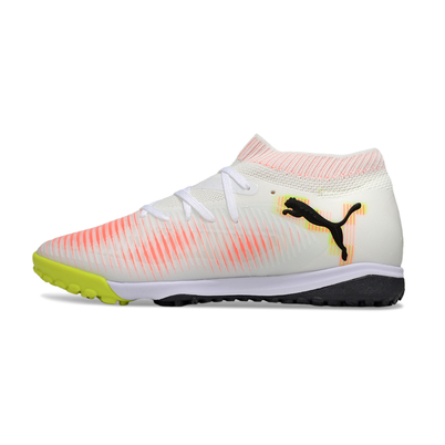 Chuteira Society Puma Future 8 TF Branco, Laranja e Amarelo