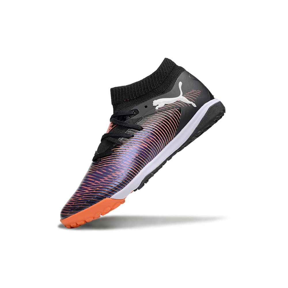 Chuteira Society Puma Future 8 TF Preto, Vermelho e Roxo 