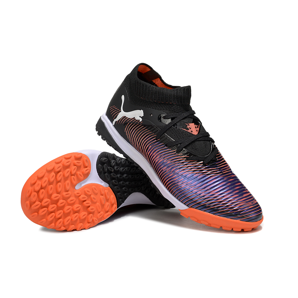 Chuteira Society Puma Future 8 TF Preto, Vermelho e Roxo 