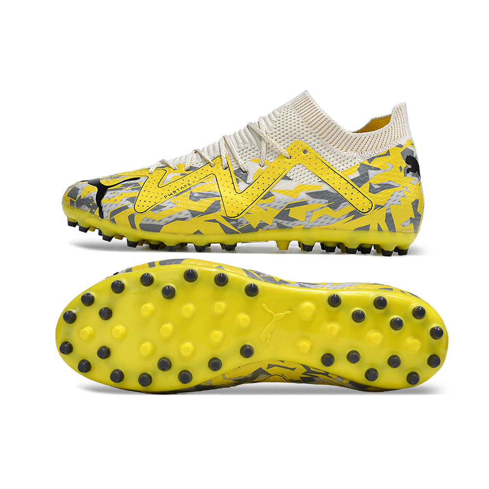Chuteira Society Puma Future Ultimate MG Amarela e Cinza 