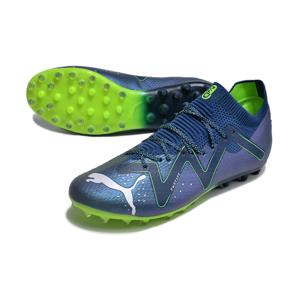 Chuteira Society Puma Future Ultimate MG Azul e Verde 
