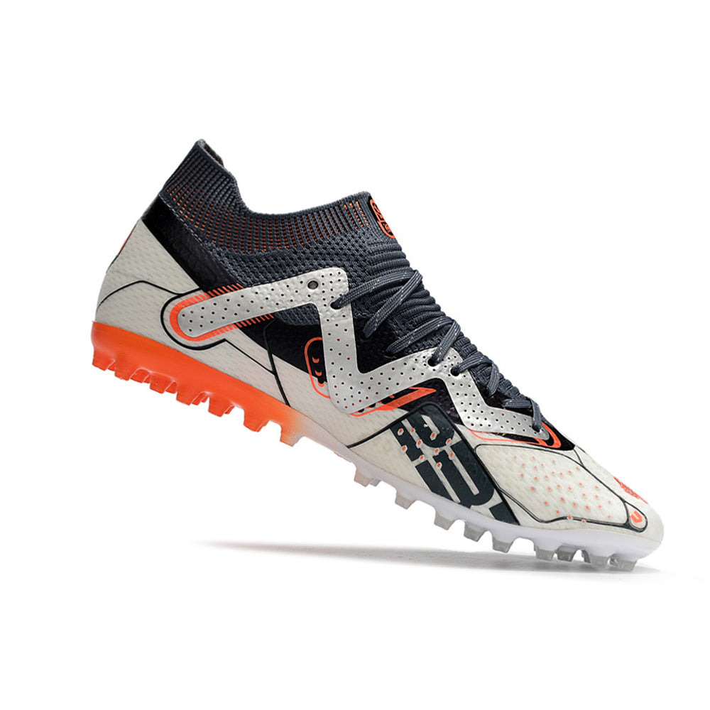 Chuteira Society Puma Future Ultimate MG Branca e Laranja 