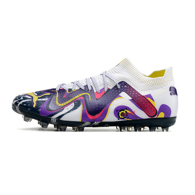 Chuteira Society Puma Future Ultimate MG Branca e Roxa 