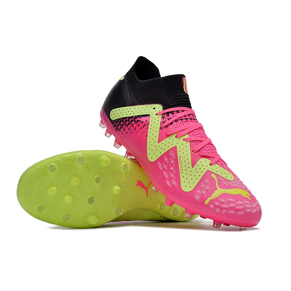 Chuteira Society Puma Future Ultimate MG Preta, Verde e Rosa 