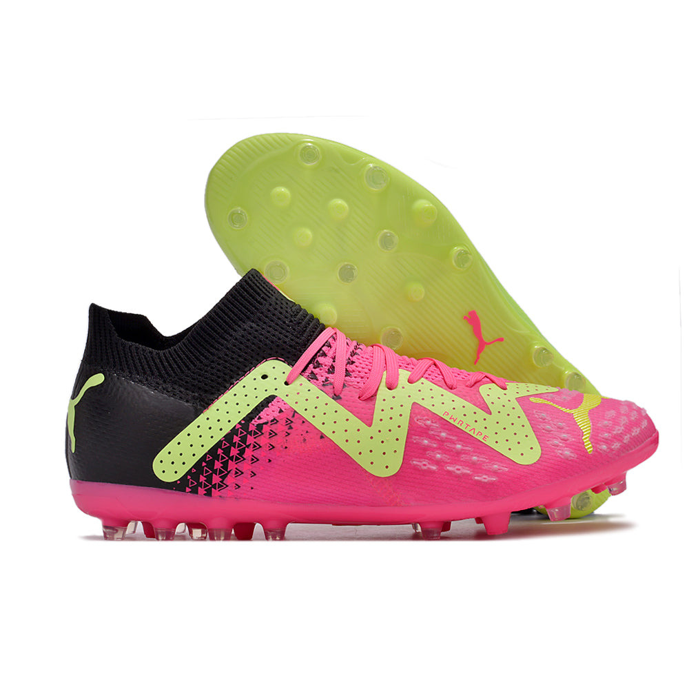 Chuteira Society Puma Future Ultimate MG Preta, Verde e Rosa 