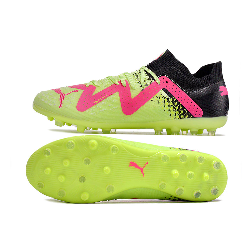 Chuteira Society Puma Future Ultimate MG Preta, Verde e Rosa 