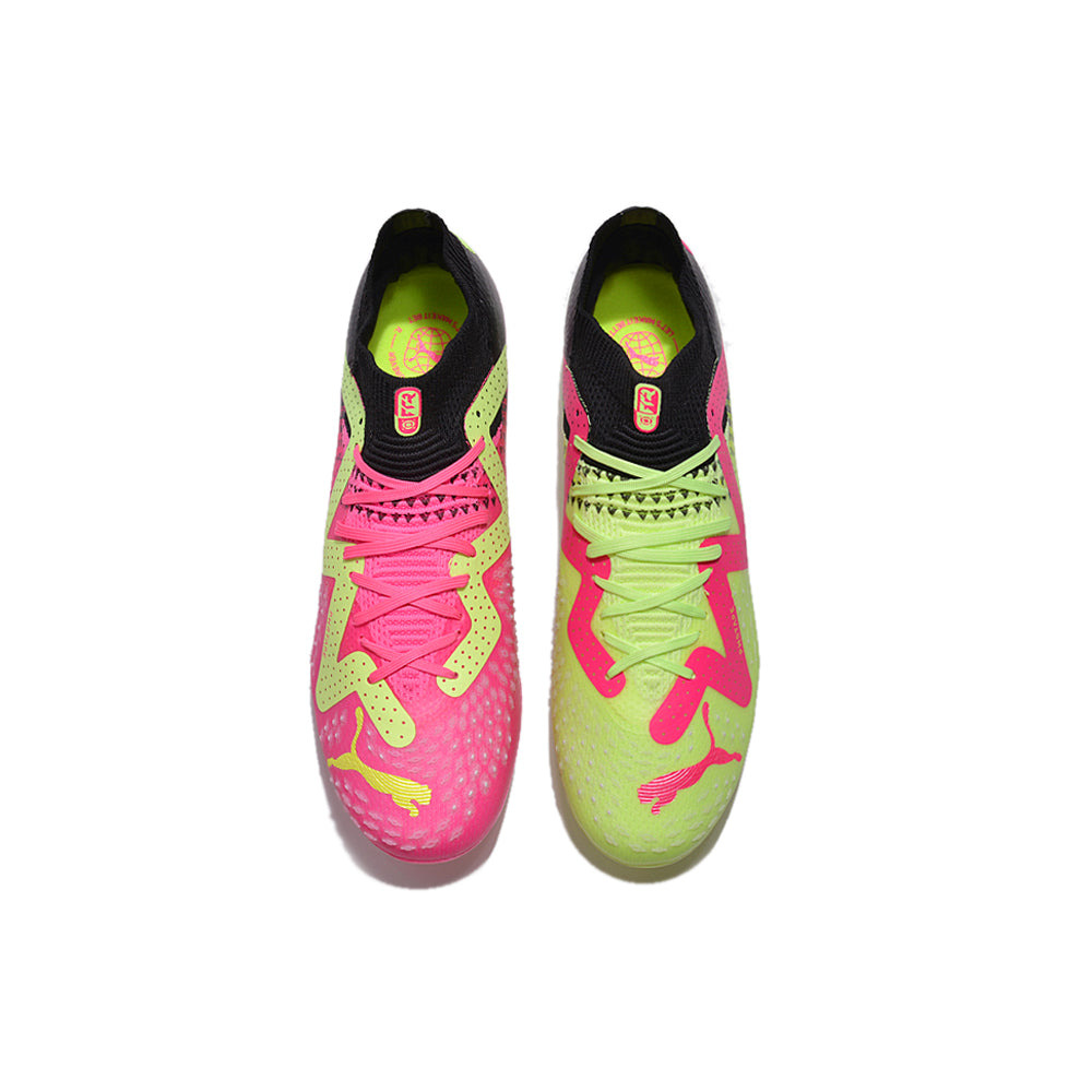 Chuteira Society Puma Future Ultimate MG Preta, Verde e Rosa 