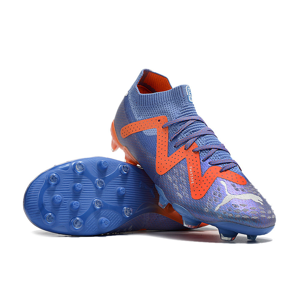 Chuteira Society Puma Future Ultimate MG Roxa e Laranja 