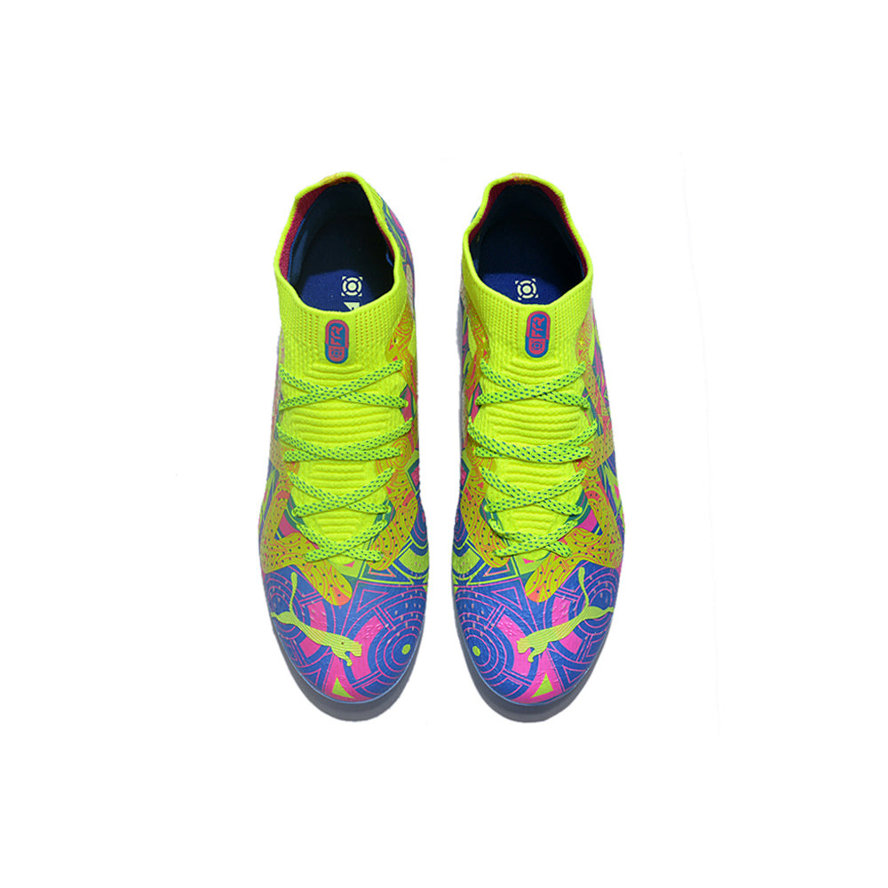 Chuteira Society Puma Future Ultimate MG Verde, Rosa e Azul 