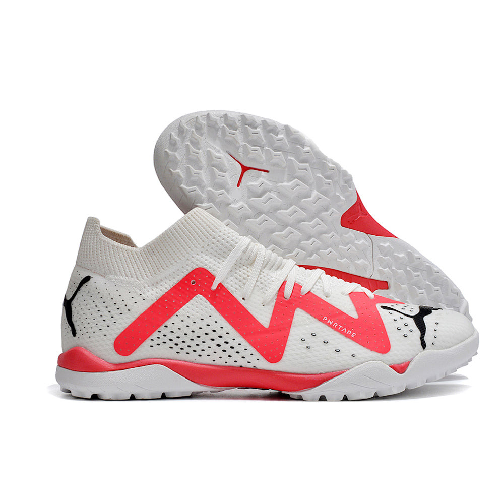 Chuteira Society Puma Future Ultimate TF Branca e Rosa 