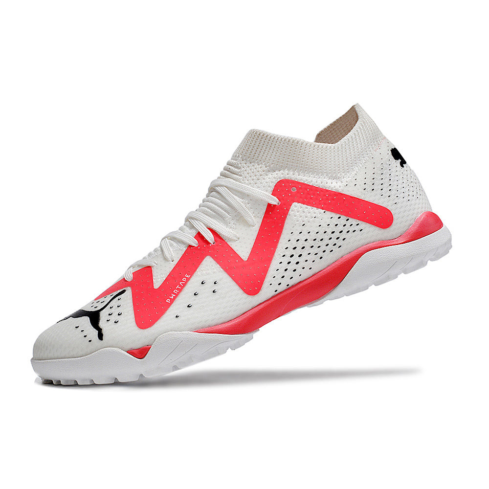 Chuteira Society Puma Future Ultimate TF Branca e Rosa 