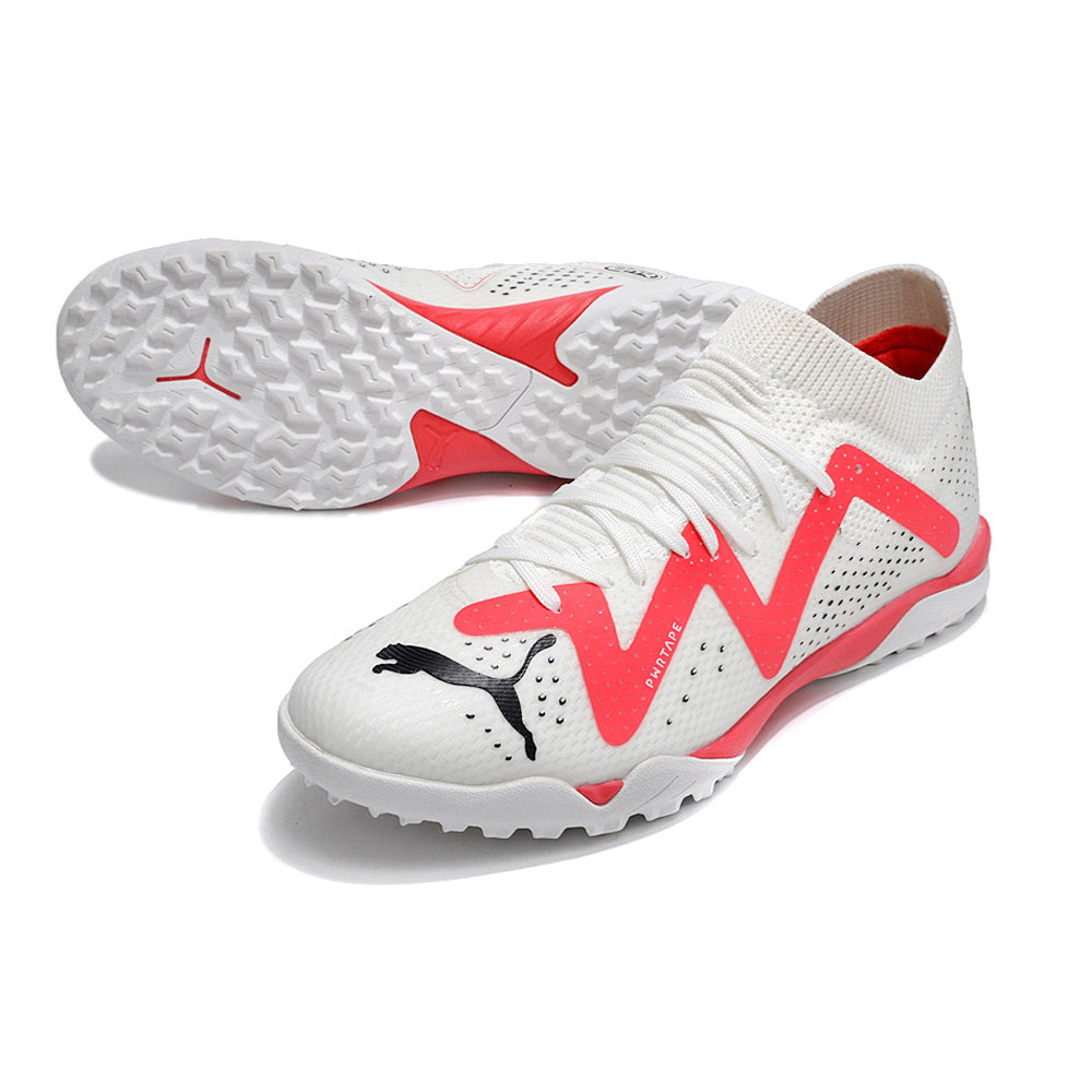 Chuteira Society Puma Future Ultimate TF Branca e Rosa 