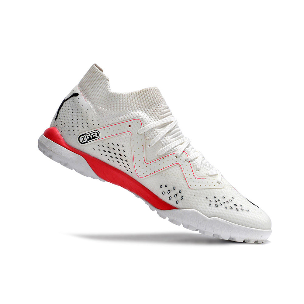 Chuteira Society Puma Future Ultimate TF Branca e Rosa 